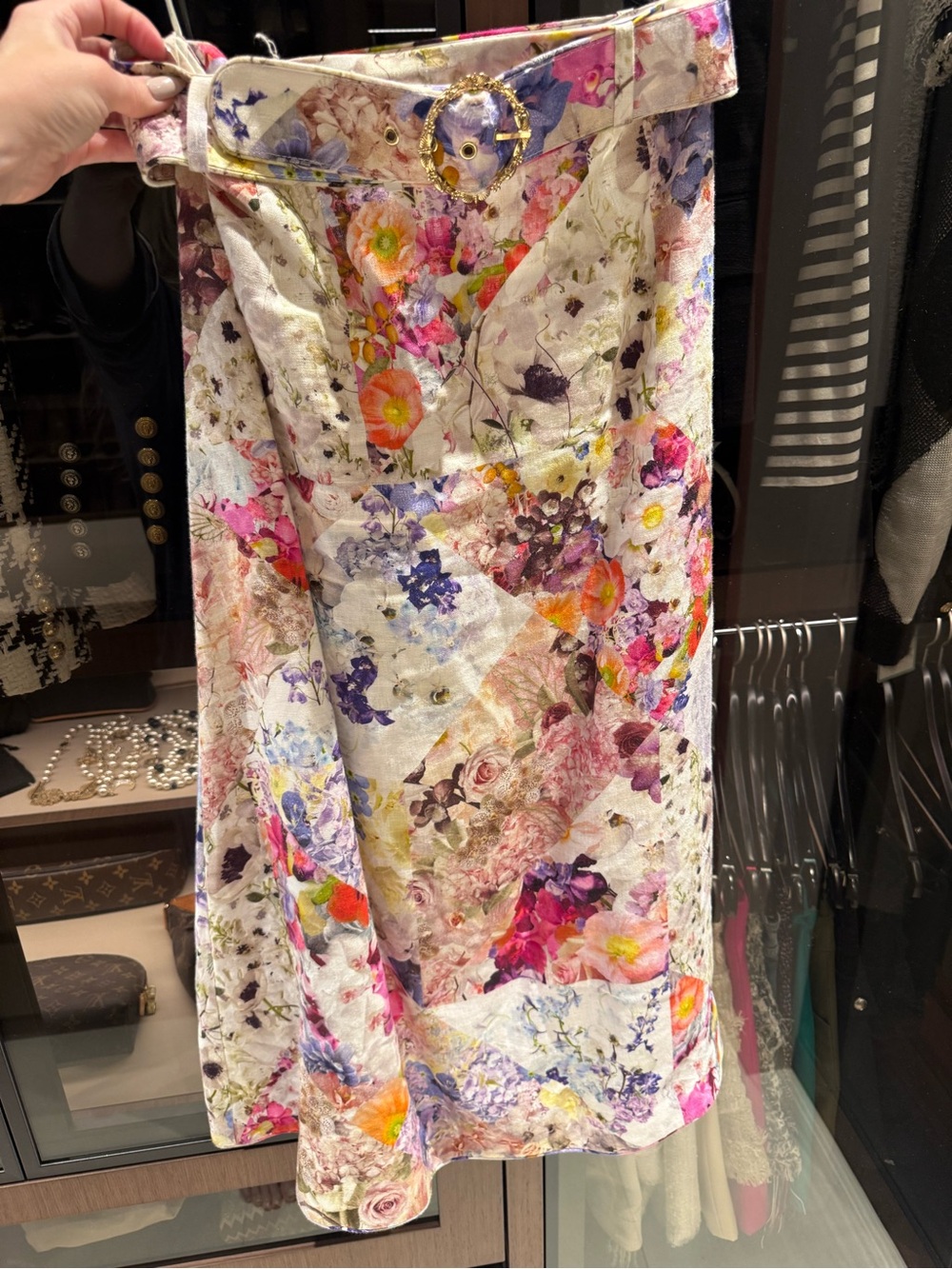 Zimmermann White Multi Floral Patchwork Midi Skirt - Picture 3 of 3